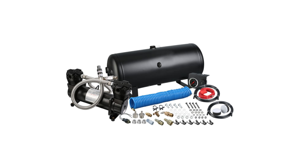 Bulldog Winch On Board Air Kit, Twin Head 4.2CFM with 5 Gal Tank, in-Cab Gauge and Switch, Black, 41007-5