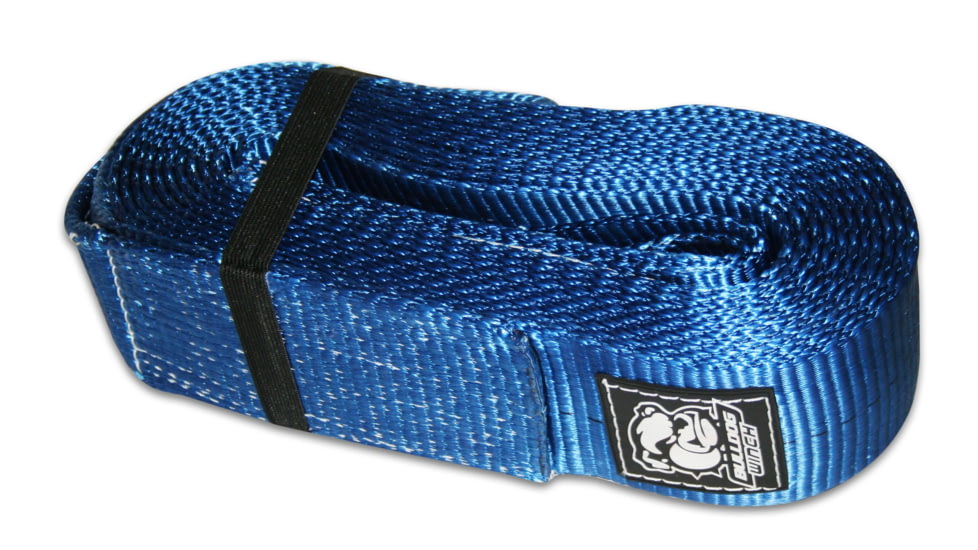 Bulldog Winch Recovery Strap 4in X 30ft, 40,000lb BS Polyester, Black, 20031