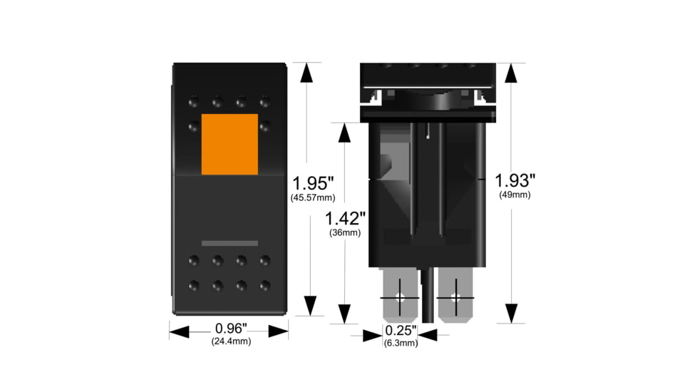 Bulldog Winch Rocker Switch-ON/OFF 5-Pin, Amber, 20259