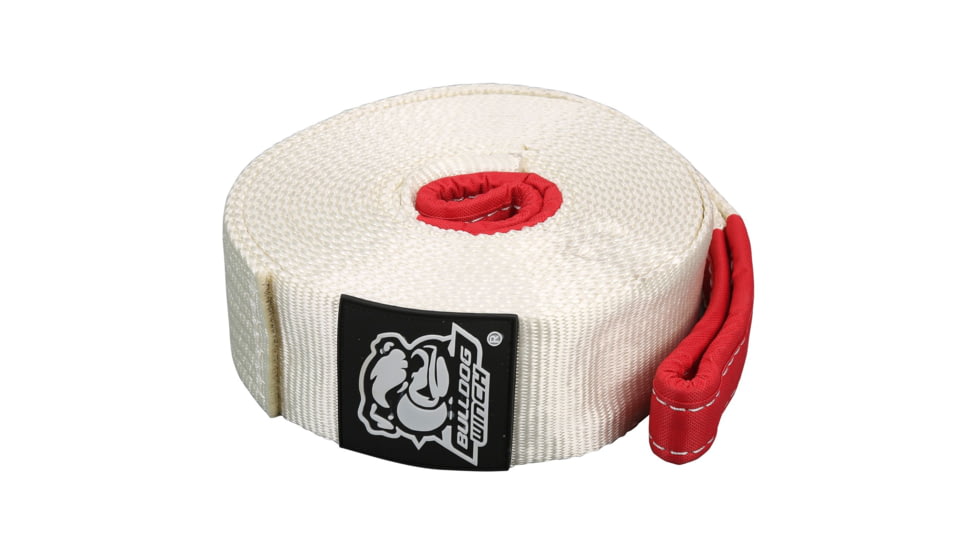 Bulldog Winch Snatch Strap, 3in x 30ft 19.8k BS, 10K WLL, White, 20134