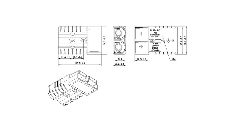 Bulldog Winch Terminals 350A x 4/0AWG, 1pr, Silver, 20171