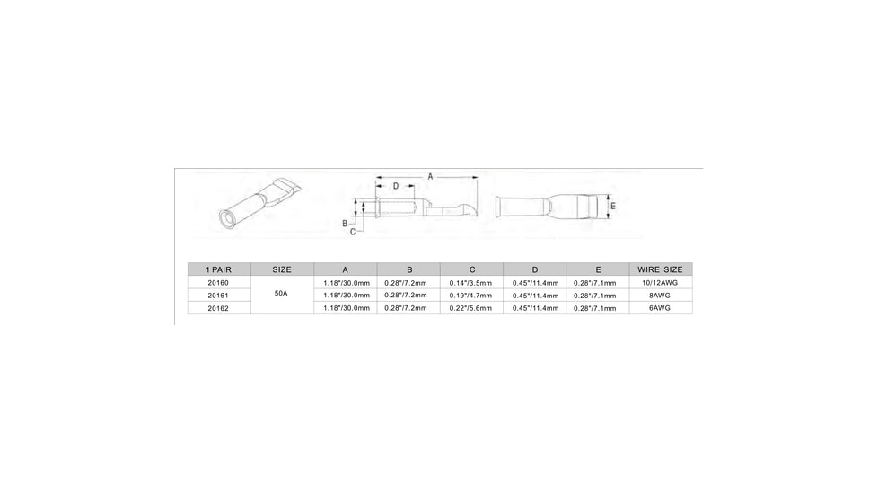 Bulldog Winch Terminals 50A x 8AWG, 1pr, Silver, 20161