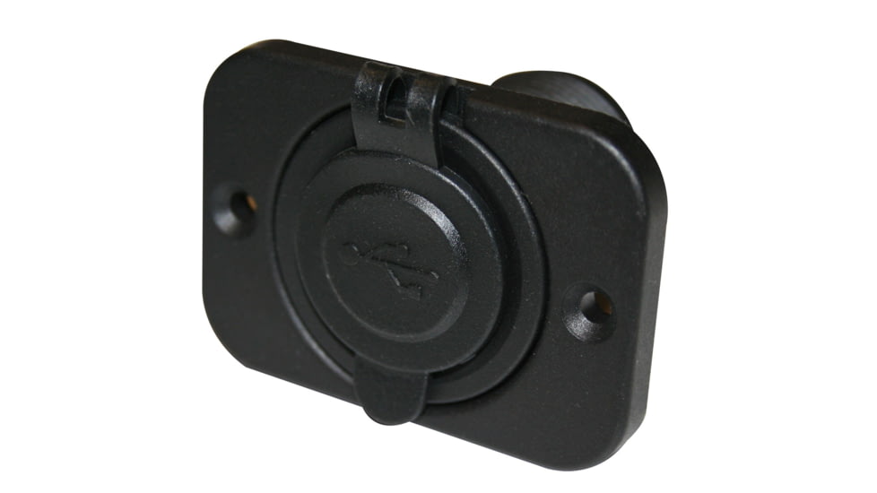 Bulldog Winch USB Power Socket, Dual 5V 1A and 2.1A with Cover and 3 Mounting Brackets, Black, 20287