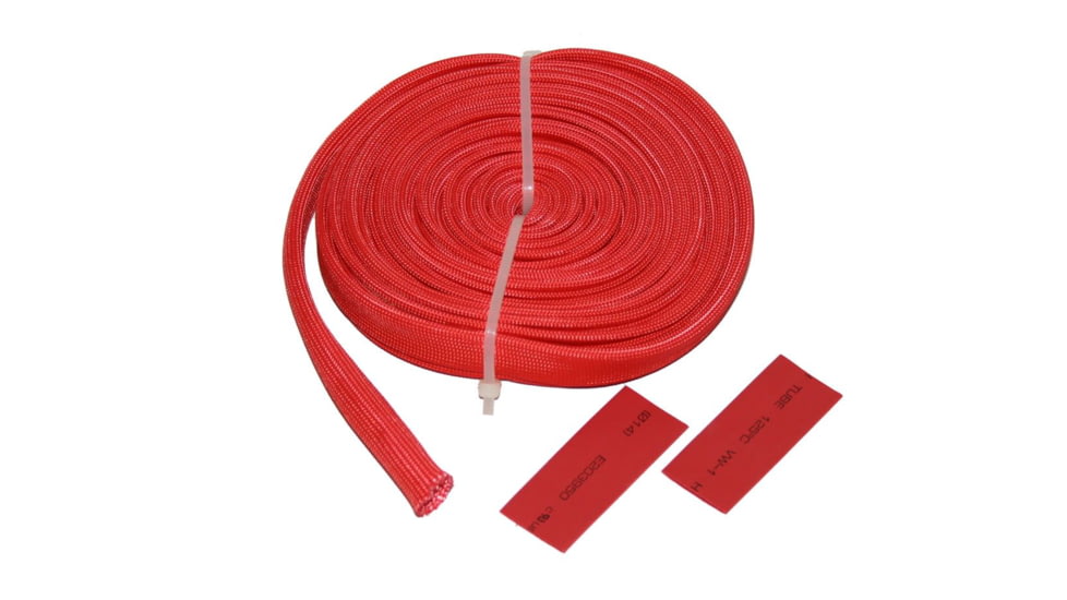 Bulldog Winch Wire Sheathing, High Heat Fiberglass 10mm X 25ft 3/8in, Red, 20138