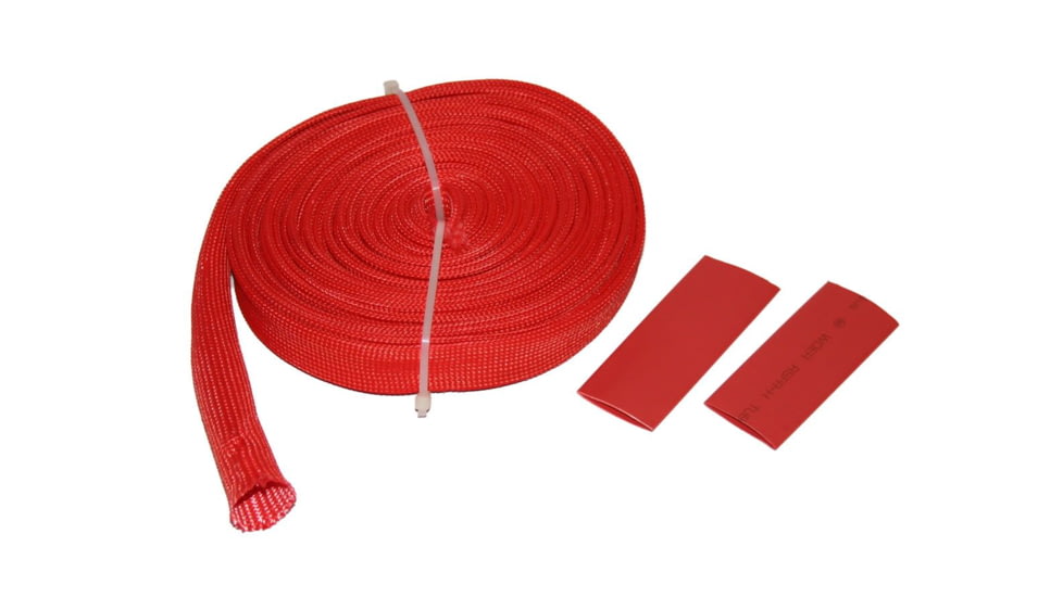 Bulldog Winch Wire Sheathing, High Heat Fiberglass 14mm X 25ft 1/2in, Red, 20137