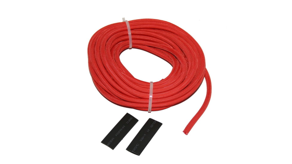 Bulldog Winch Wire Sheathing, High Heat Fiberglass 5mm X 25ft 3/16in, Red, 20139