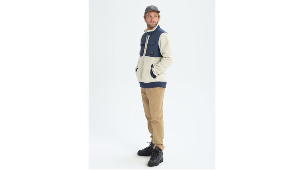 Burton Bower Full-Zip Fleece Jacket - Mens, Bonewt/Modigo, Large, 17348102101L