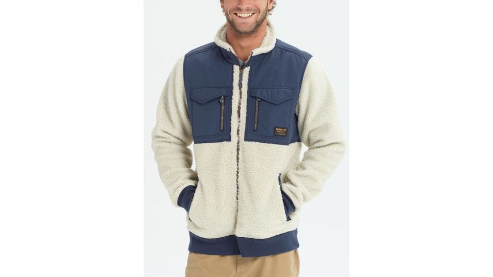 Burton Bower Full-Zip Fleece Jacket - Mens, Bonewt/Modigo, Large, 17348102101L