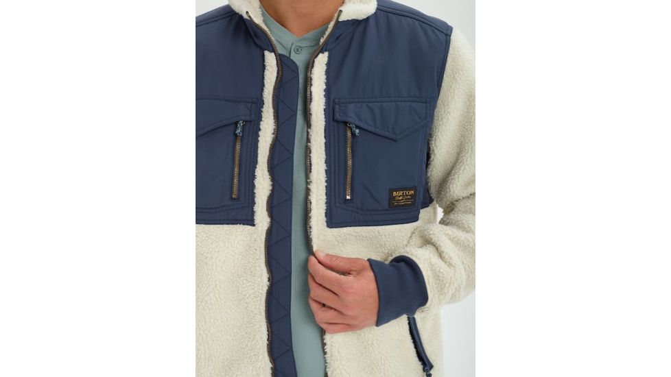 Burton Bower Full-Zip Fleece Jacket - Mens, Bonewt/Modigo, Large, 17348102101L