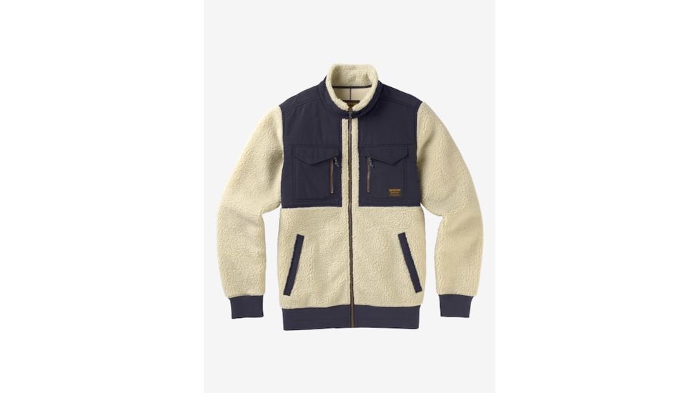 Burton Bower Full-Zip Fleece Jacket - Mens, Bonewt/Modigo, Large, 17348102101L