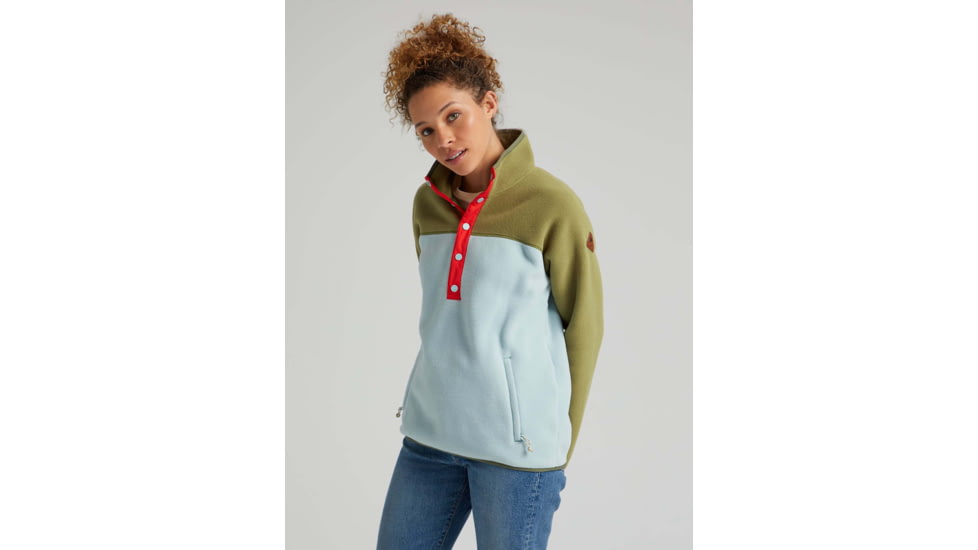 Burton Hearth Fleece Pullover - Womens, Martini Olive/Ether Blue, Large, 17338108301-L