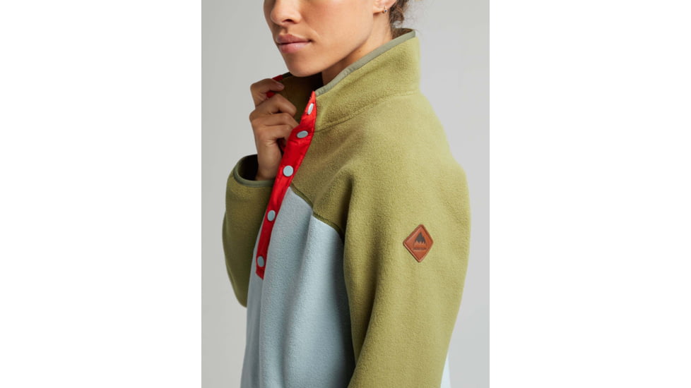 Burton Hearth Fleece Pullover - Womens, Martini Olive/Ether Blue, Large, 17338108301-L