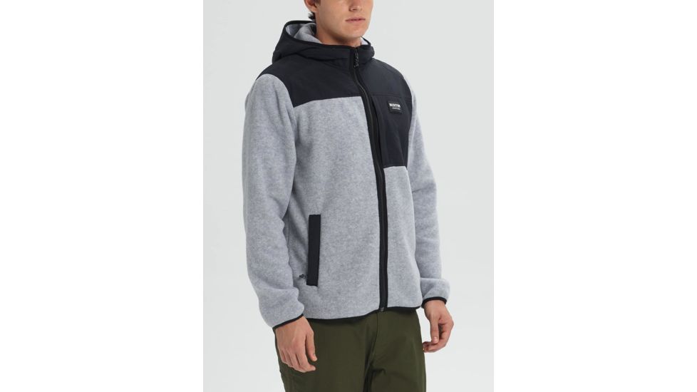 Burton Hearth Hooded Full-Zip Jacket - Mens, Gray Heather / True Black, Extra Large, 21357100020-XL