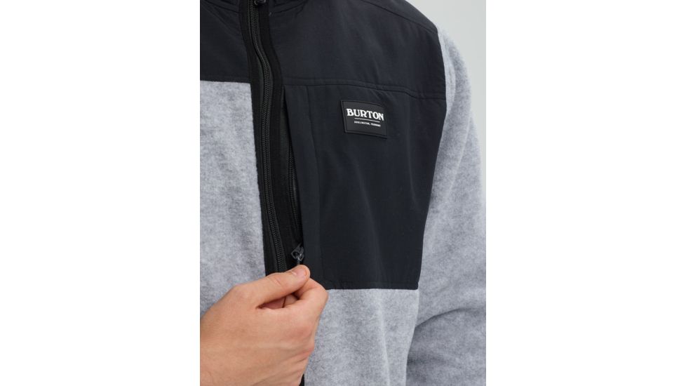 Burton Hearth Hooded Full-Zip Jacket - Mens, Gray Heather / True Black, Extra Large, 21357100020-XL