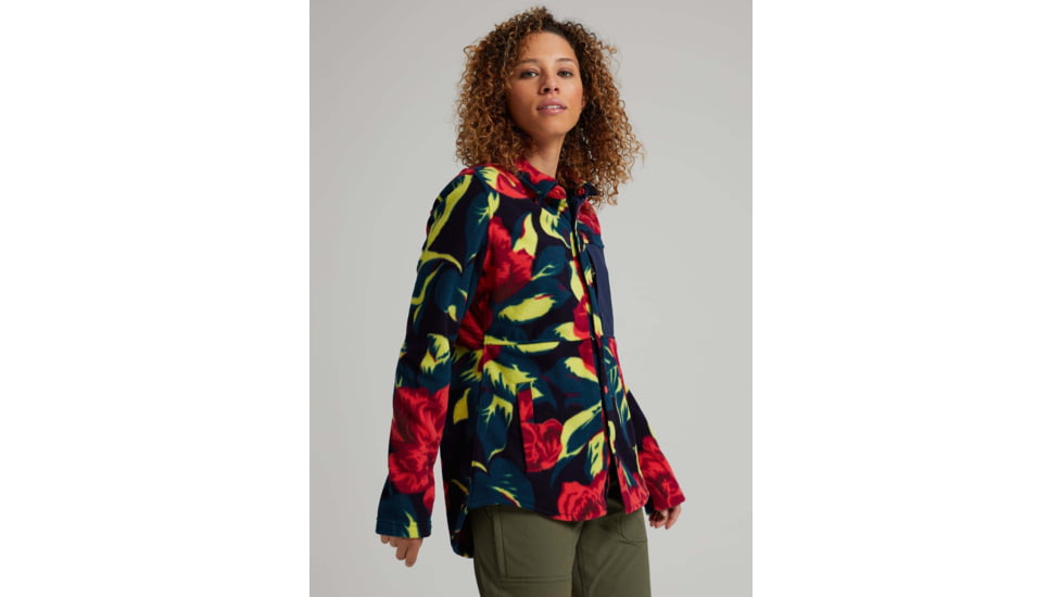 Burton Hearth Snap Up Fleece - Womens, Hibiscus Pink Oversized Floral, Medium, 22025100960-M