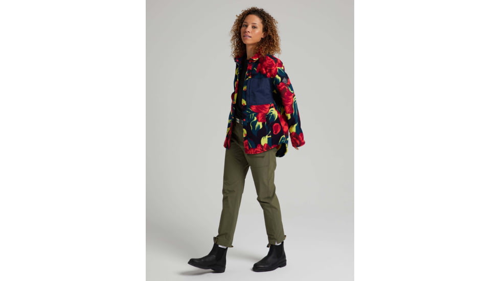 Burton Hearth Snap Up Fleece - Womens, Hibiscus Pink Oversized Floral, Medium, 22025100960-M