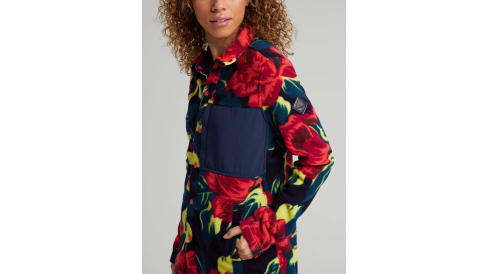 Burton Hearth Snap Up Fleece - Womens, Hibiscus Pink Oversized Floral, Medium, 22025100960-M