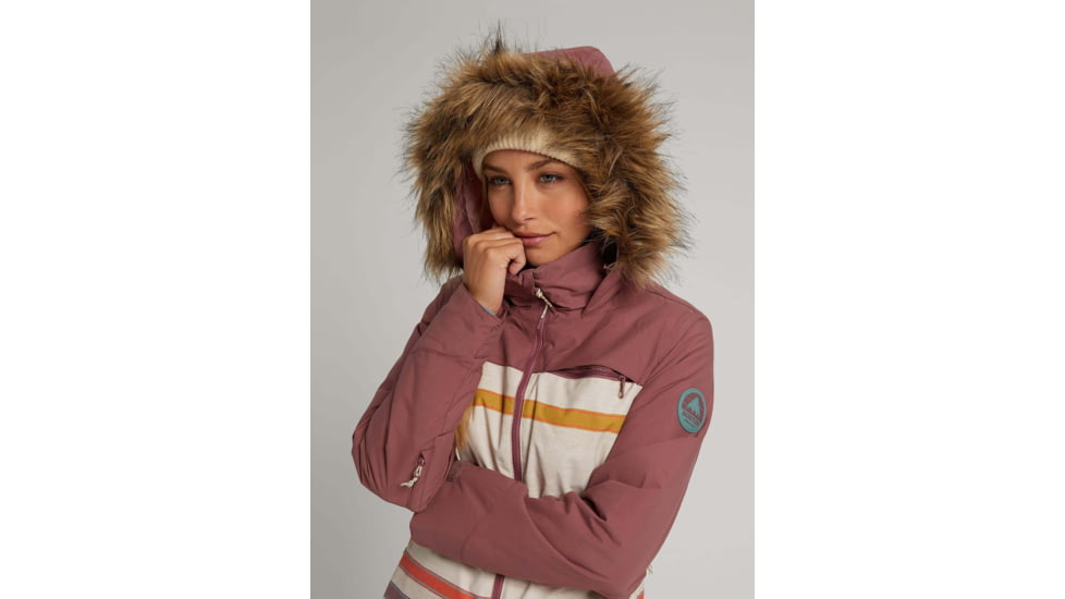 Burton Lelah Jacket - Womens, Rose Brown/Creme Brulee Woven Stripe, Small, 20541102200-S