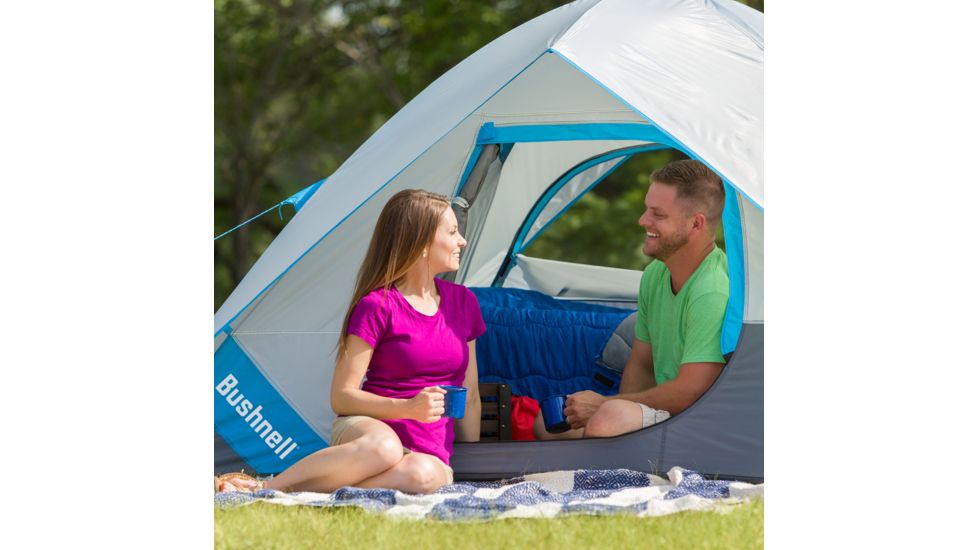 Bushnell 4 Person FRP Dome Tent, Blue/Gray/Dark Gray, 50005