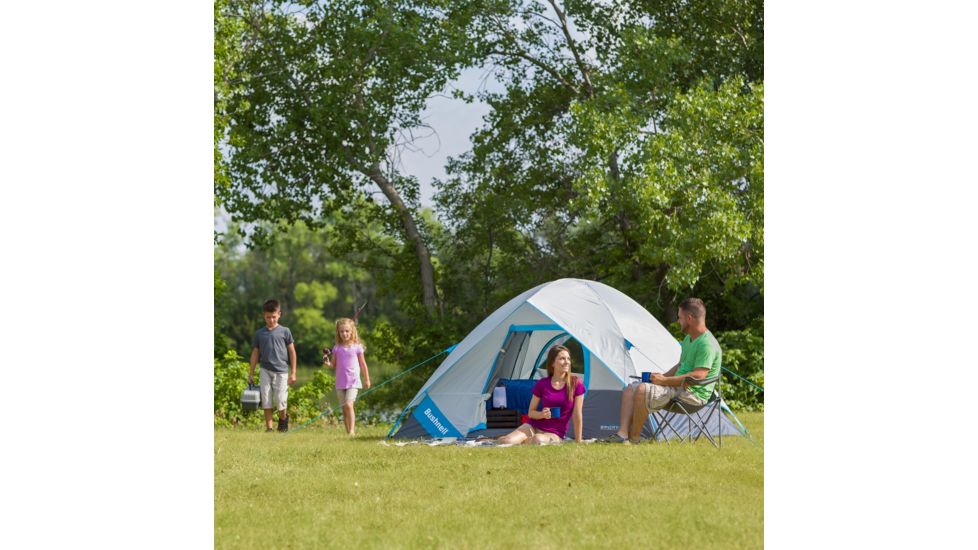 Bushnell 4 Person FRP Dome Tent, Blue/Gray/Dark Gray, 50005