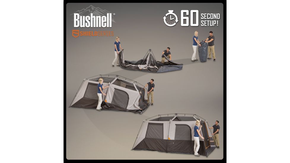 Bushnell 9 Person Instant Cabin Tent, Orange/Gray/Black, 50003