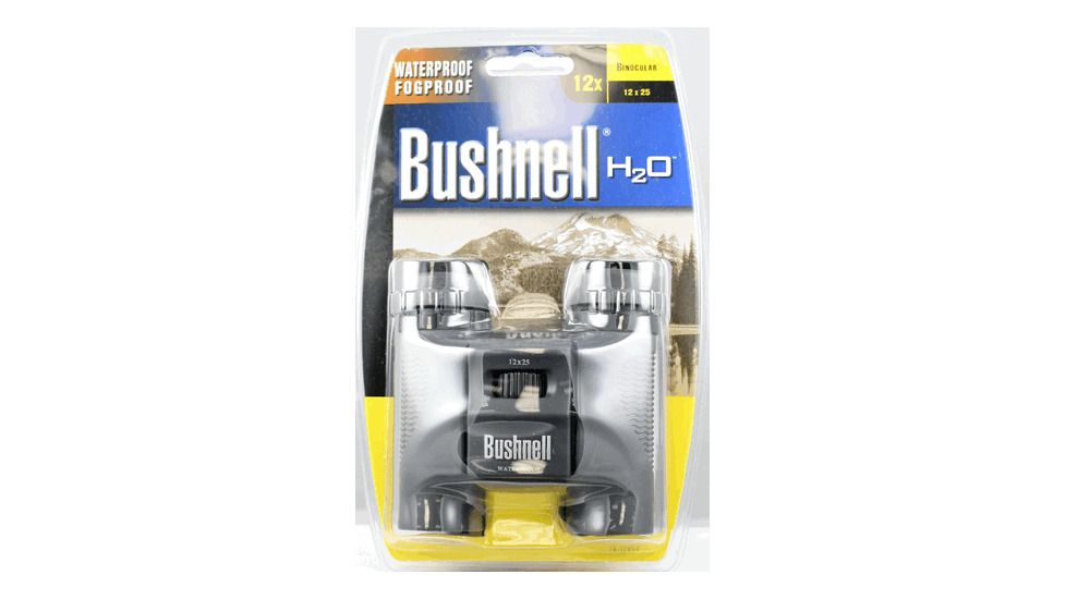Bushnell H20 12x25 Folding , Black Binoculars, Clam Pack 131205C