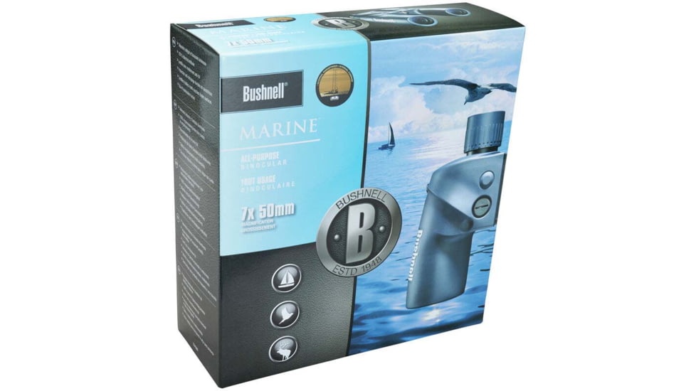 Bushnell Marine Porro Prism Rangefinder Binoculars, 7x50mm, BAK-4, Black, 137500