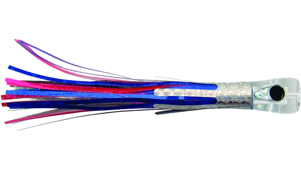 C&amp;H Lures Alien Trolling Lure, Concave Head, Hologram Eye, 7.5in, Blue/Pink/Silver Vinyl/Mylar Skirt, CH-AL07