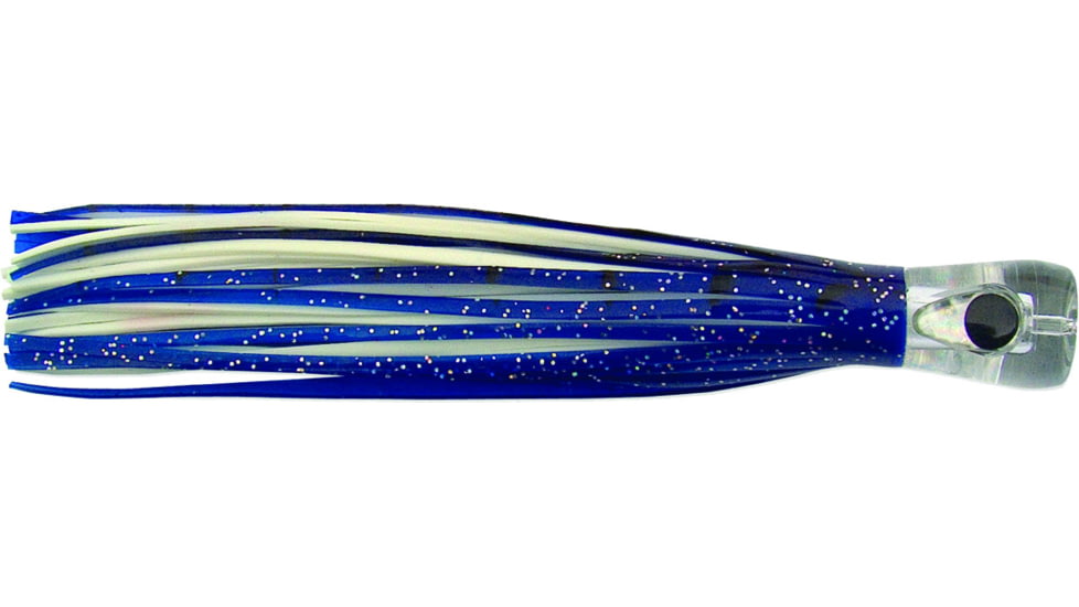 C&amp;H Lures Alien Trolling Lure, Concave Head, Hologram Eye, 7.5in, Blue/White Vinyl Skirt, CH-AL01