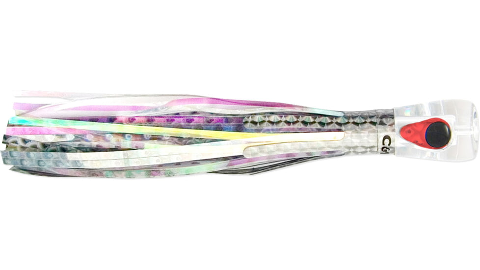 C&amp;H Lures Alien Trolling Lure, Concave Head, Hologram Eye, 7.5in, Pearl/Silver Mylar Vinyl/Mylar Skirt, CH-AL09