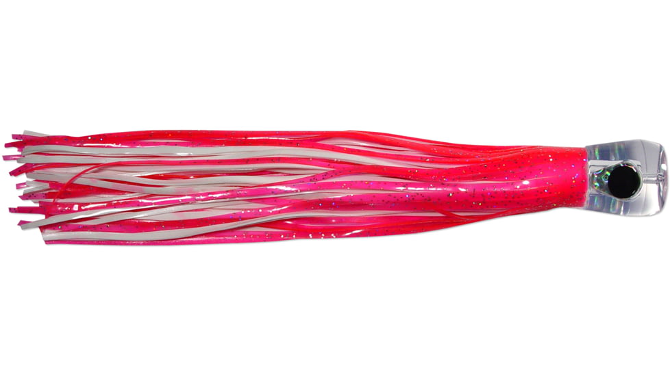 C&amp;H Lures Alien XL Trolling Lure, Concave Head Hologram Eye, 10.5in, Pink/White Skirt, CH-ALX13