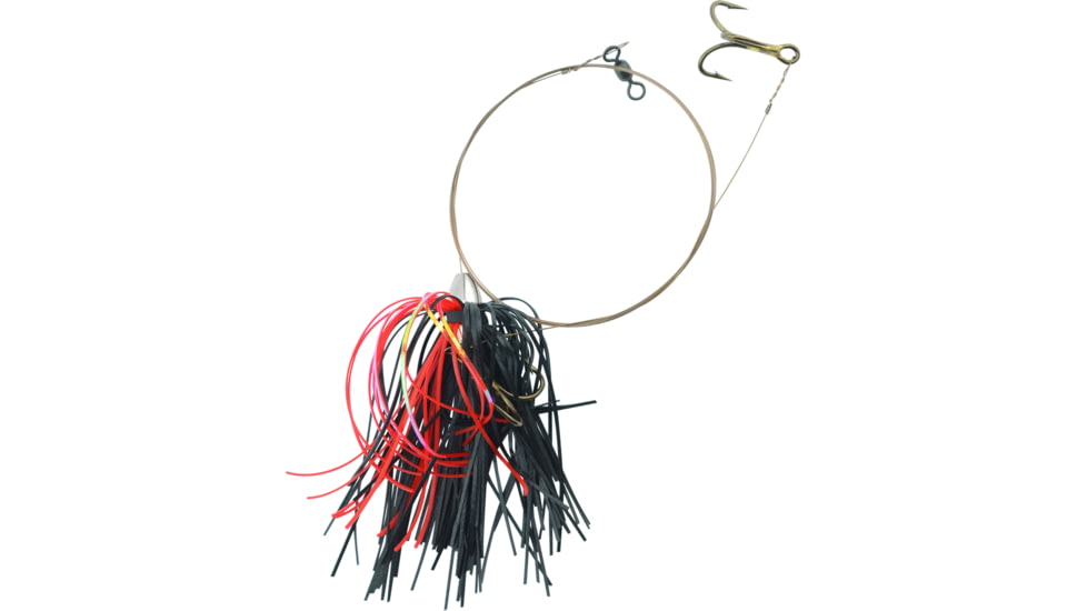 C&amp;H Lures King Buster Kingfish Pro-Rig, Two #4 4x Treble Hooks, Camo Brown Wire, 3 ft, 1/8oz, Black/Red Mylar Skirt, Camo Brown Wire, CH-KR19