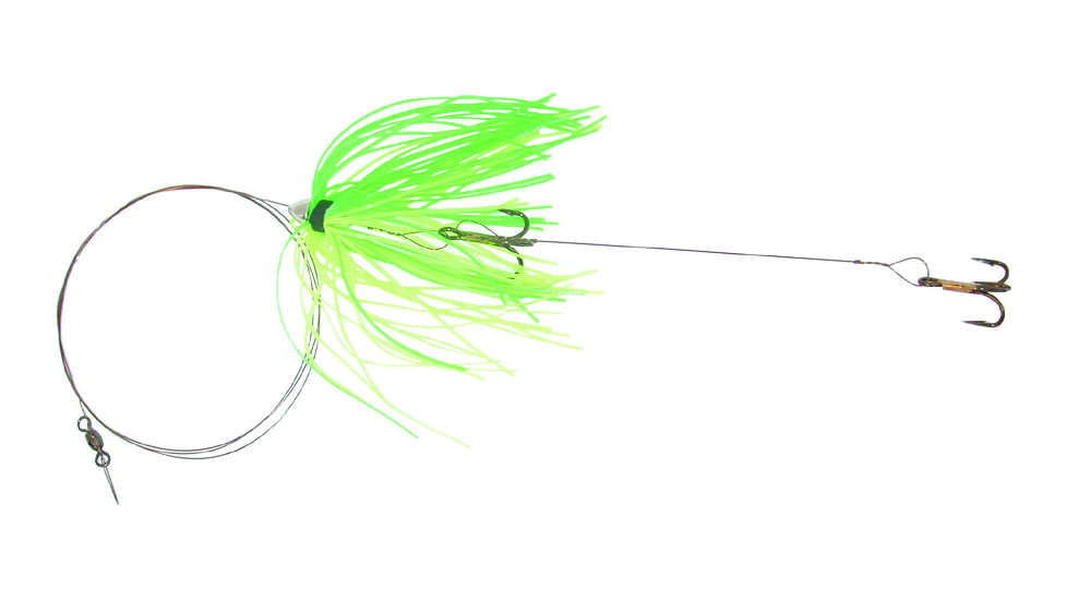 C&amp;H Lures King Buster Kingfish Pro-Rig, Two #4 4x Treble Hooks, Camo Brown Wire, 3 ft, 1/8oz, Fluorescent Green/Chartreuse Skirt, Camo Brown Wire, CH-KR04