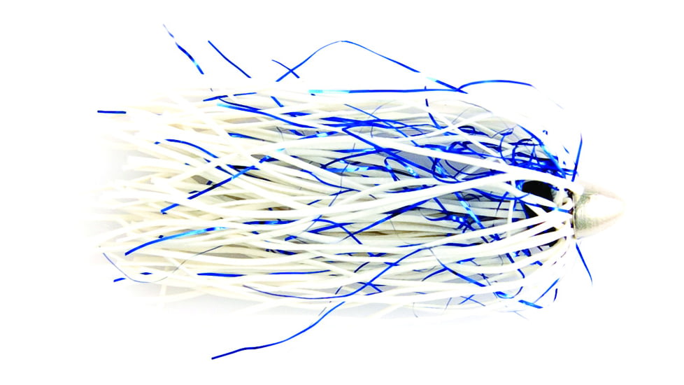 C&amp;H Lures King Buster Lure, 1/8 oz Head, White/Blue Mylar Skirt, 2.5 in, 3 Piece, CH-KB02