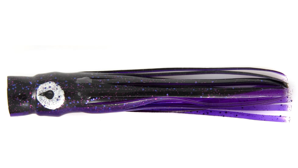 C&amp;H Lures Lil Bubbler Trolling Lure, 5.5in, Black/Purple Belly Skirt Concave Head, CH-LB48