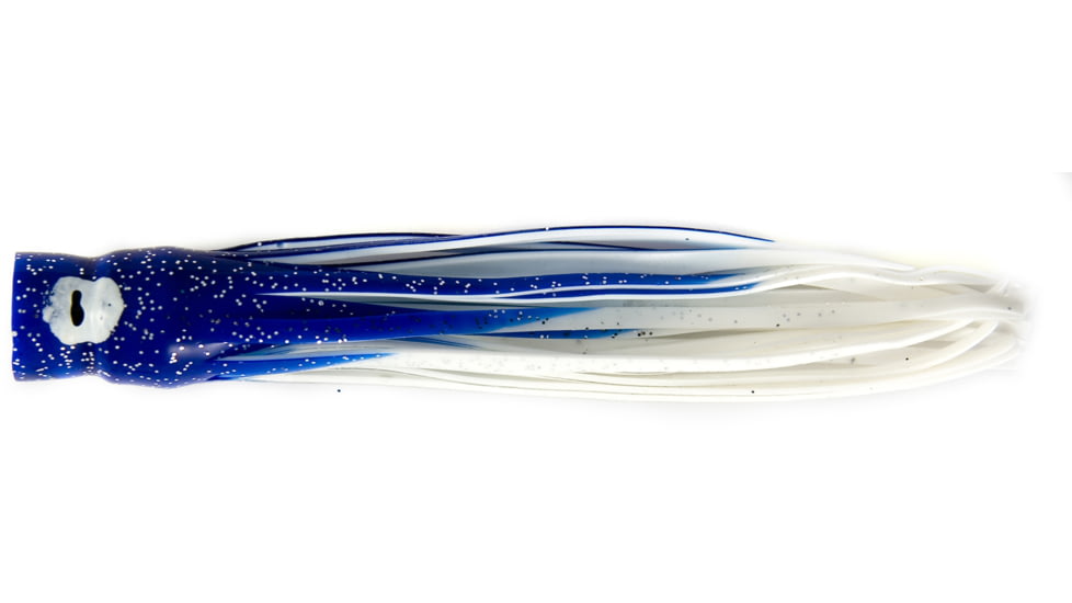 C&amp;H Lures Lil Bubbler Trolling Lure, 5.5in, Blue/White Belly Skirt Concave Head, CH-LB41