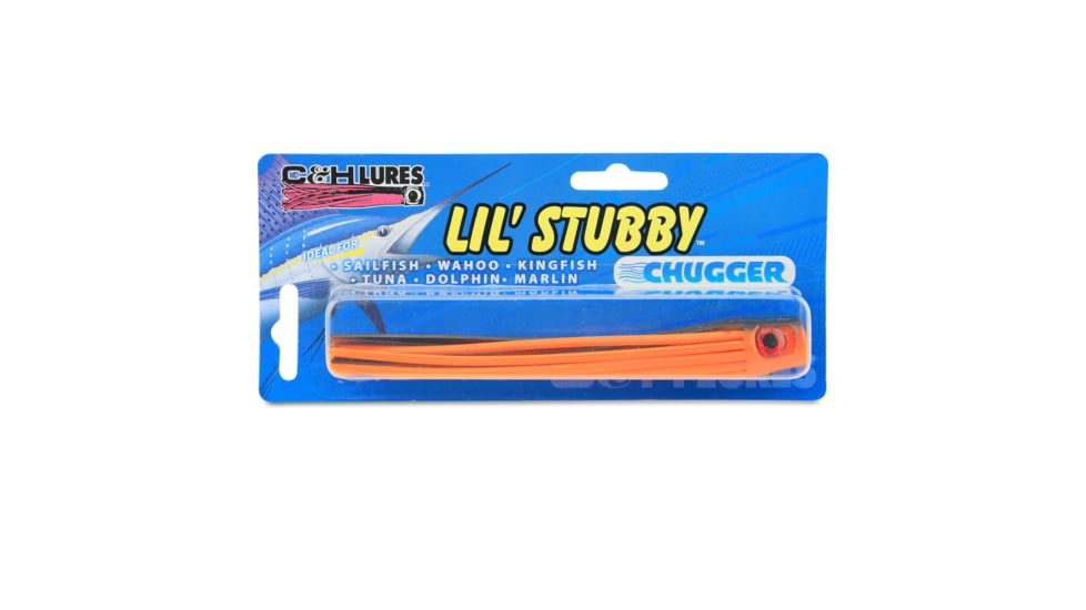 C&amp;H Lures Lil Stubby Chugger Lure, 5.5in/14 cm, Black/Orange, CH-LSCH-45