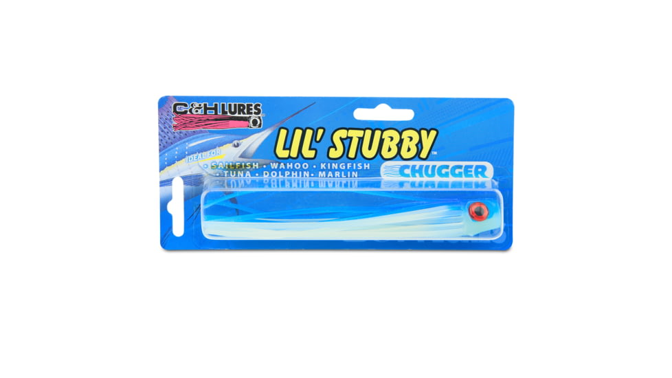 C&amp;H Lures Lil Stubby Chugger Lure, 5.5in/14 cm, Blue/Glow, CH-LSCH-44