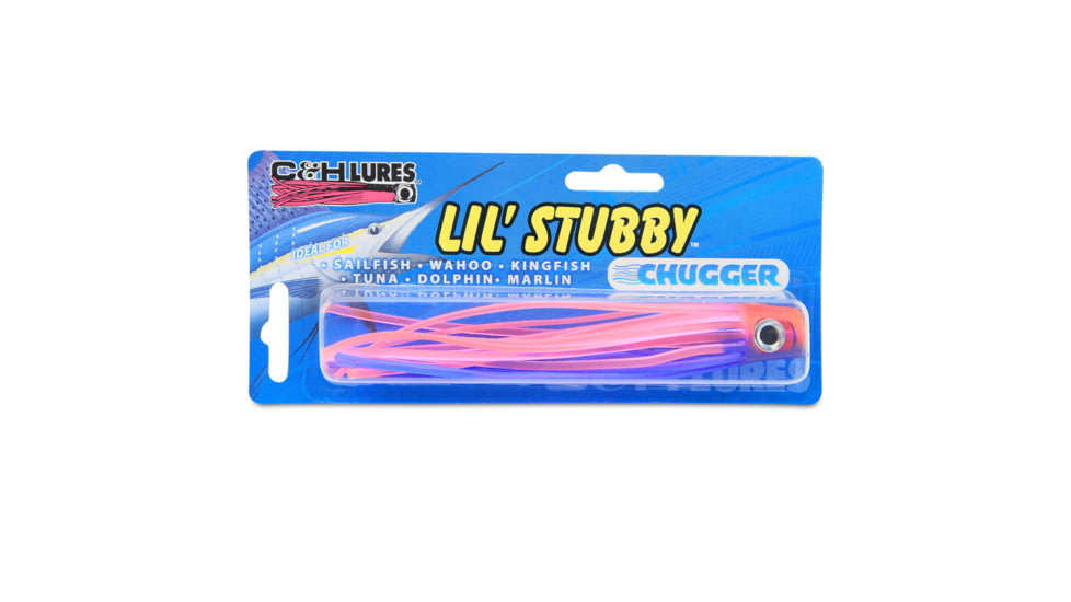 C&amp;H Lures Lil Stubby Chugger Lure, 5.5in/14 cm, Blue/Pink, CH-LSCH-03