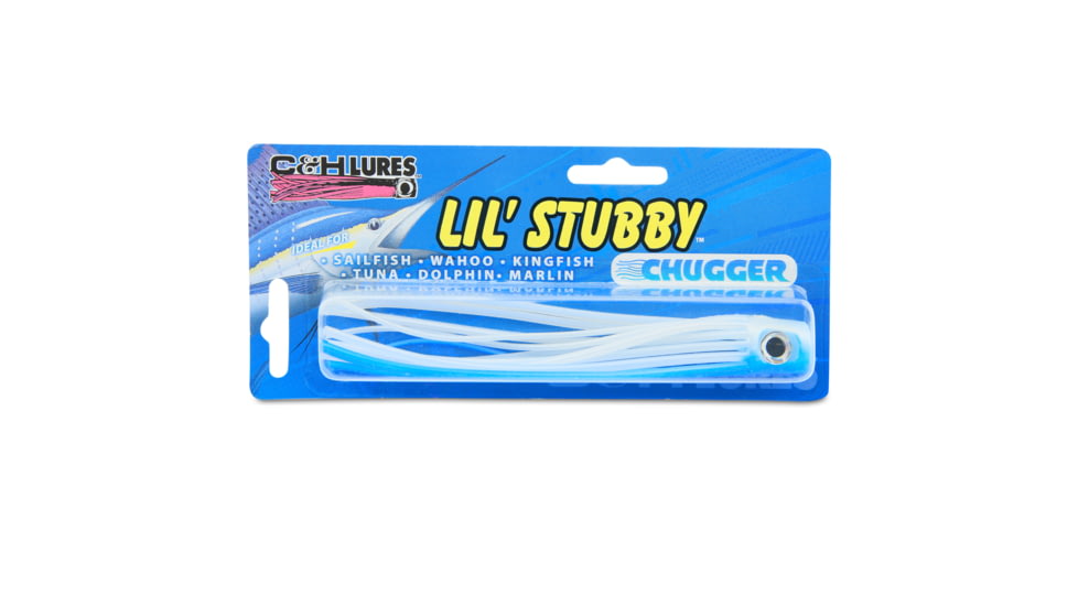 C&amp;H Lures Lil Stubby Chugger Lure, 5.5in/14 cm, Blue/White, CH-LSCH-01