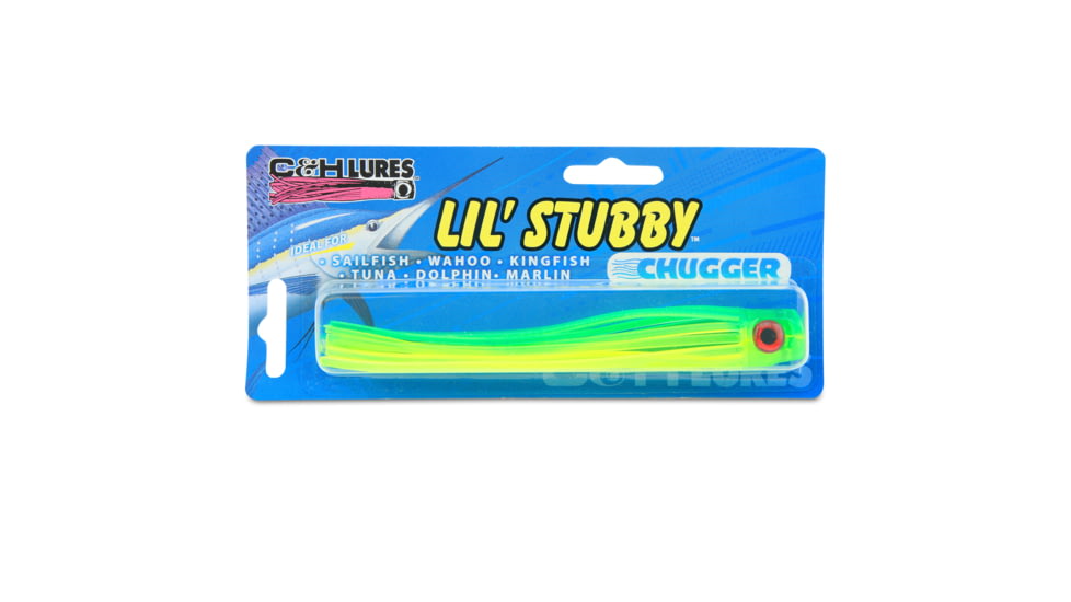 C&amp;H Lures Lil Stubby Chugger Lure, 5.5in/14 cm, Green/Chartreuse, CH-LSCH-04