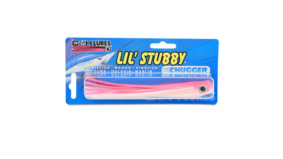 C&amp;H Lures Lil Stubby Chugger Lure, 5.5in/14 cm, Pink/White, CH-LSCH-13