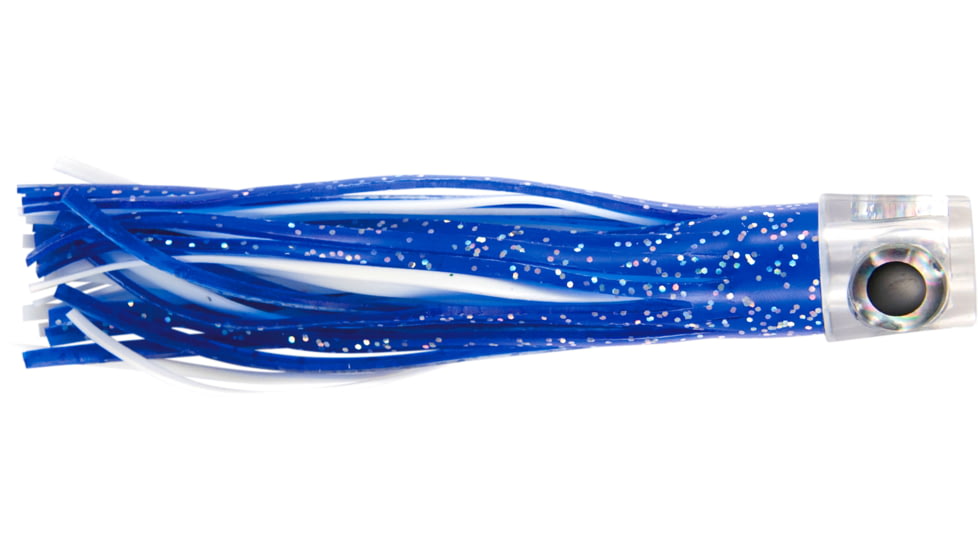 C&amp;H Lures Lil Stubby Mono Bait Rig, Bait Spring &amp; Pin 100LB Mono, 6 ft, 7/0 Hook, Blue/White Skirt, CH-LSBR01