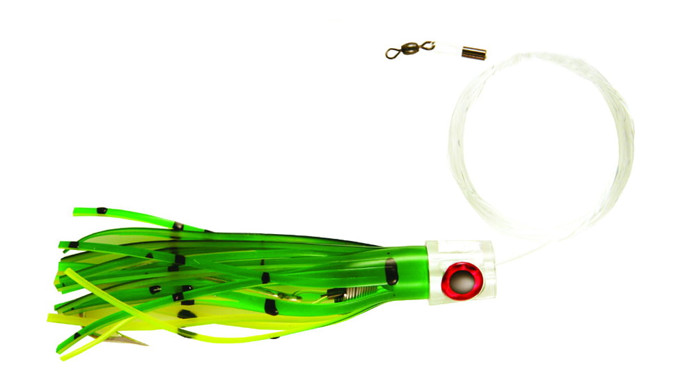 C&amp;H Lures Lil Stubby Mono Bait Rig, Bait Spring &amp; Pin 100LB Mono, 6 ft, 7/0 Hook, Green/Yelow Skirt, CH-LSBR04