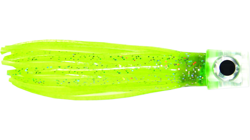 C&amp;H Lures Lil Stubby Trolling Lure, Flat Head 5.5in, Chartreuse Skirt, CH-LS17