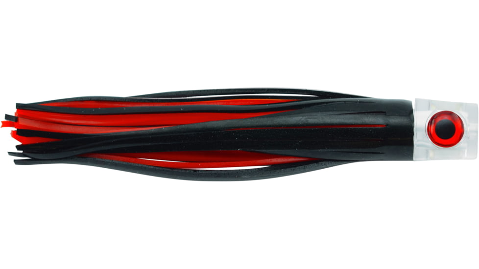 C&amp;H Lures Lil Stubby Trolling Lure, Rigged and Ready, 100LB Mono, 6 ft, 7/0 Hook, Black/Red Skirt, CH-RRLS19