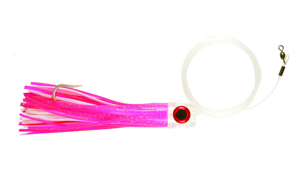 C&amp;H Lures Lil Stubby Trolling Lure, Rigged and Ready, 100LB Mono, 6 ft, 7/0 Hook, Blue/Pink Skirt, CH-RRLS03