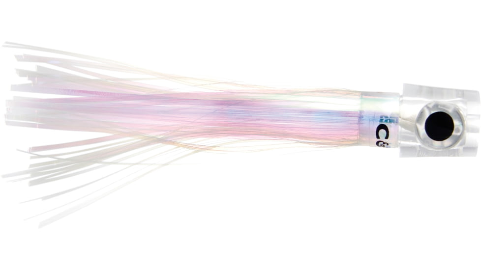 C&amp;H Lures Lil Stubby Trolling Lure, Rigged and Ready, 100LB Mono, 6 ft, 7/0 Hook, Oyster Mylar Skirt, CH-RRLS26