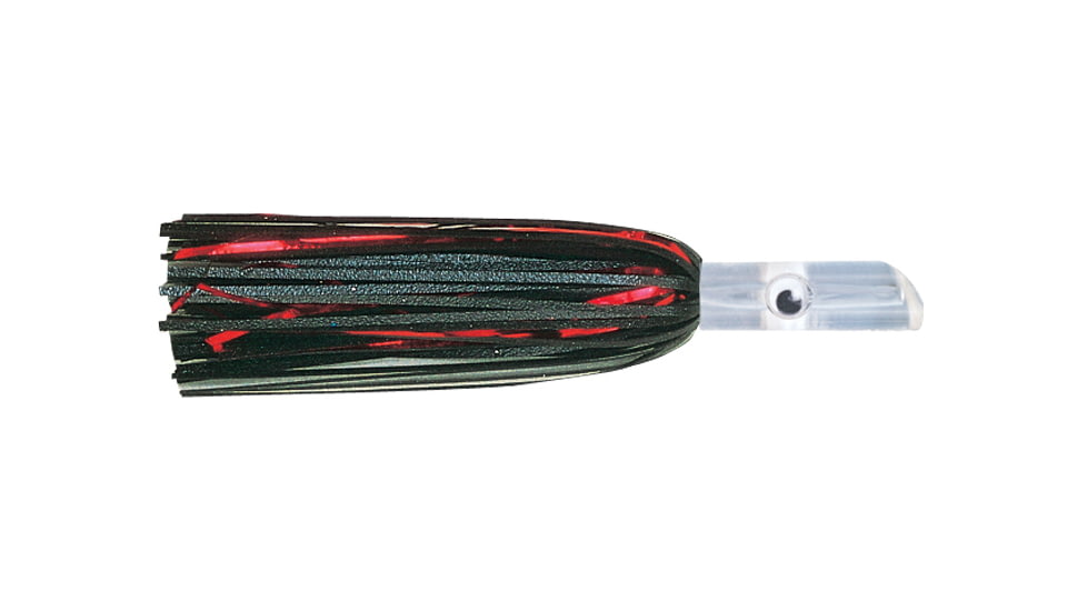 C&amp;H Lures Lil Swimmer Pre-Rigged Trolling Lure, 100LB Mono, 6 ft, 7/0 Hook, Black/Red Mylar Skirt, CH-LSW19