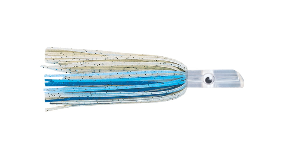 C&amp;H Lures Lil Swimmer Pre-Rigged Trolling Lure, 100LB Mono, 6 ft, 7/0 Hook, White/Blue Skirt, CH-LSW32